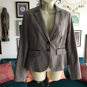 THE LIMITED size M Brown & beige Houndstooth Elbow Patches Cropped Blazer